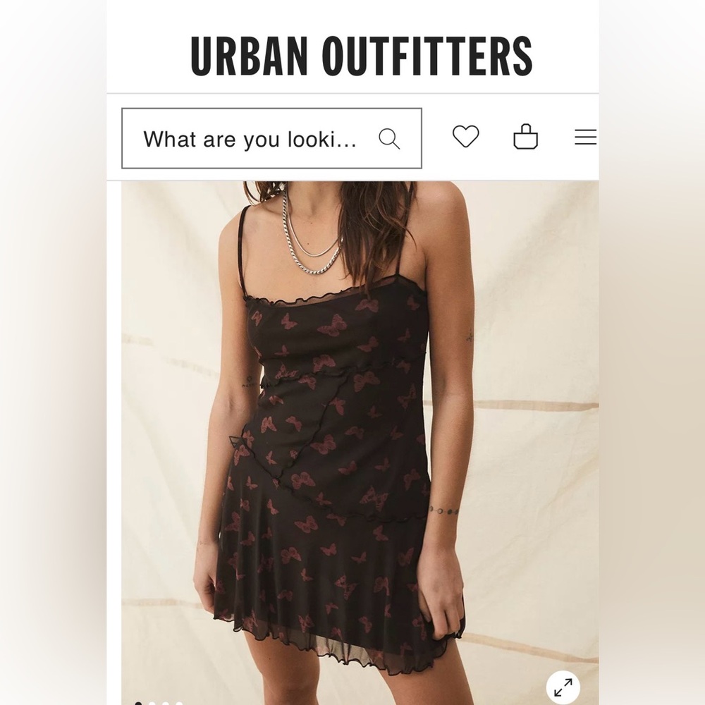 Urban Outfitters Moxie Butterfly Mesh Mini Slip Dress - Size L